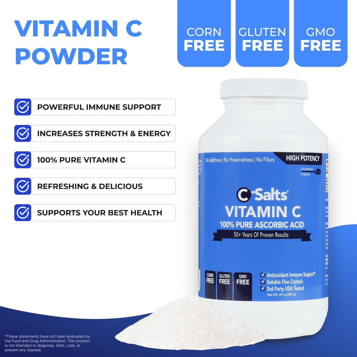 C-Salts Ascorbic Acid Powder 1000mg – Pure Vitamin C Food Supplement - görsel 5