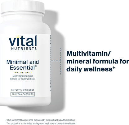 Vital Nutrients Minimal and Essential Multivitamin - One a Day - Iron-Free - 90 Capsules
