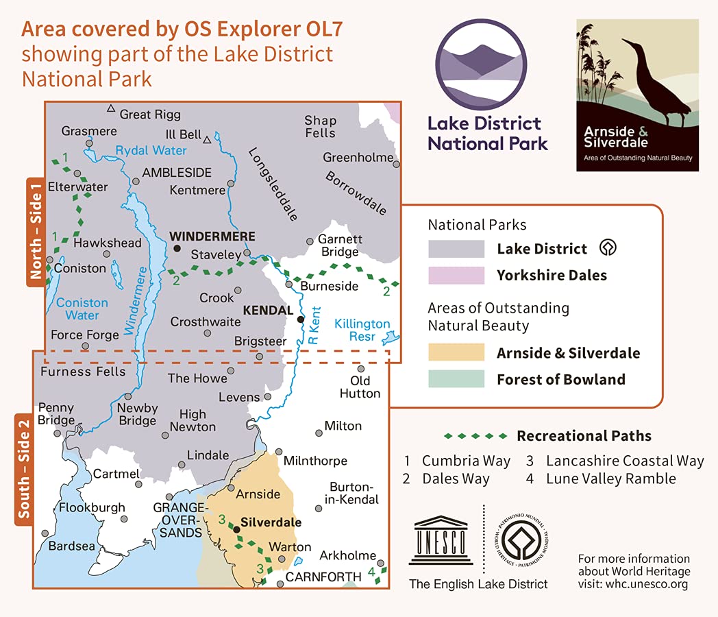 Lake District OS Explorer Map OL7: The English Lakes - South Eastern Area (Windermere, Kendal & Silverdale) - görsel 2