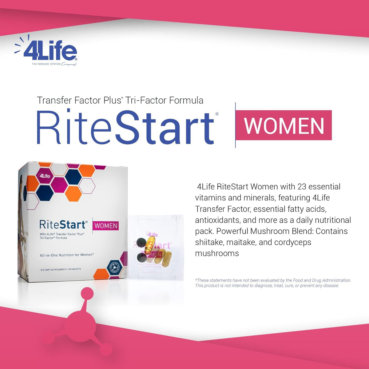 4Life RiteStart Women Multivitamin with CoQ10 & Mushroom Blend - 30 Packets - görsel 3