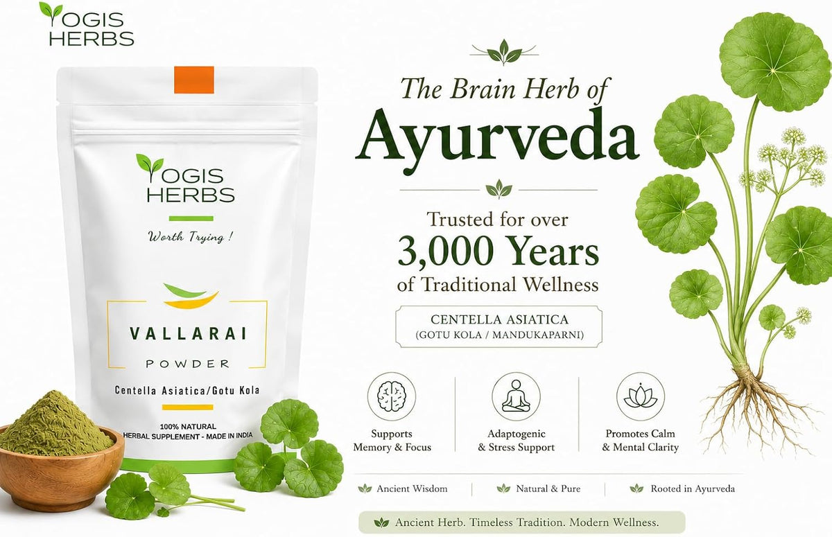 Vallarai Powder, Centella Asiatica (Gotu Kola/Mandukaparni) — Traditional Ayurvedic Herb for Cognitive Wellbeing & Mental Clarity — Pure Whole-Leaf Powder, Single-Ingredient - görsel 6