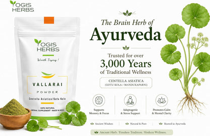 Vallarai Powder, Centella Asiatica (Gotu Kola/Mandukaparni) — Traditional Ayurvedic Herb for Cognitive Wellbeing & Mental Clarity — Pure Whole-Leaf Powder, Single-Ingredient