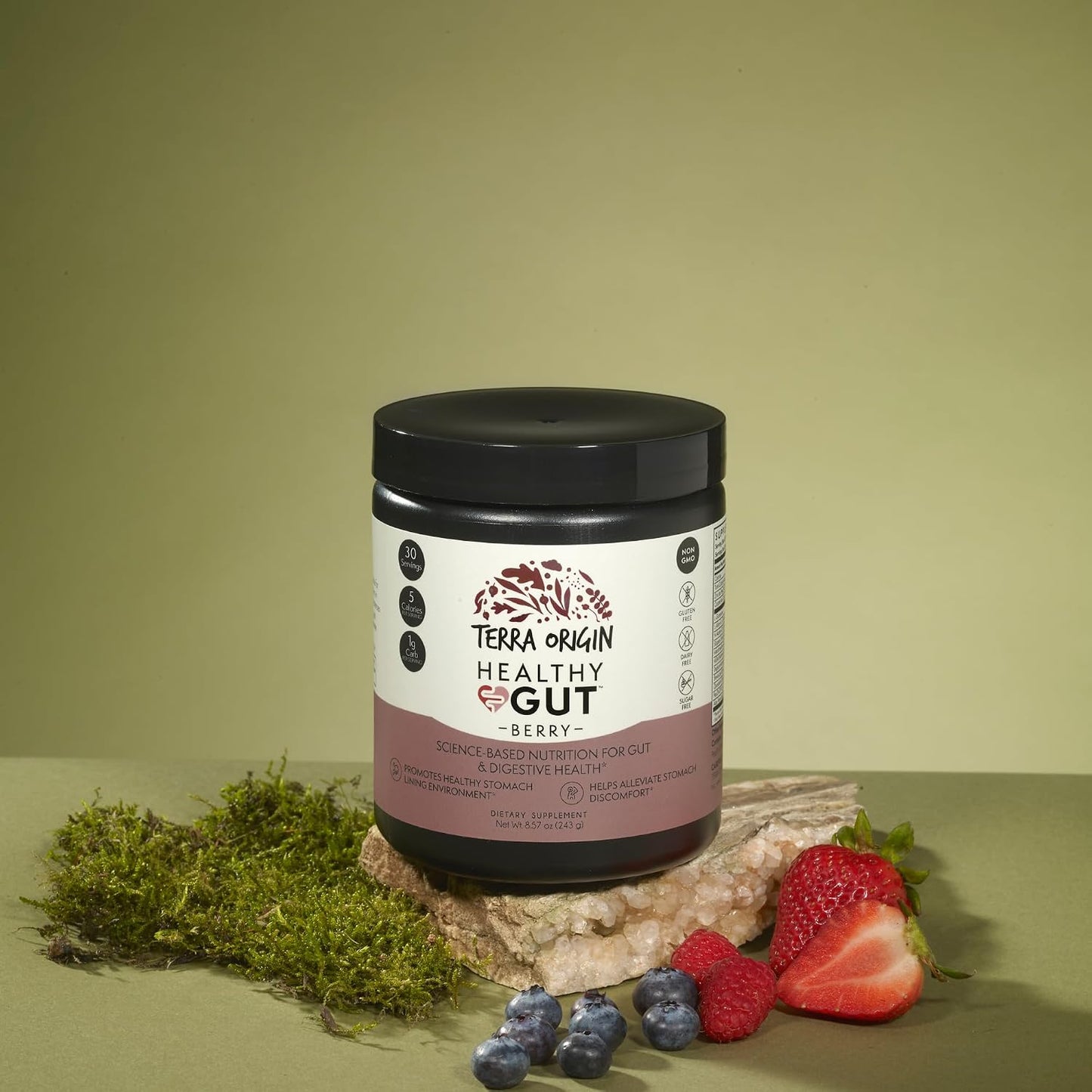 TERRA ORIGIN Healthy Gut Powder - Berry Flavour, 30 Servings - görsel 2