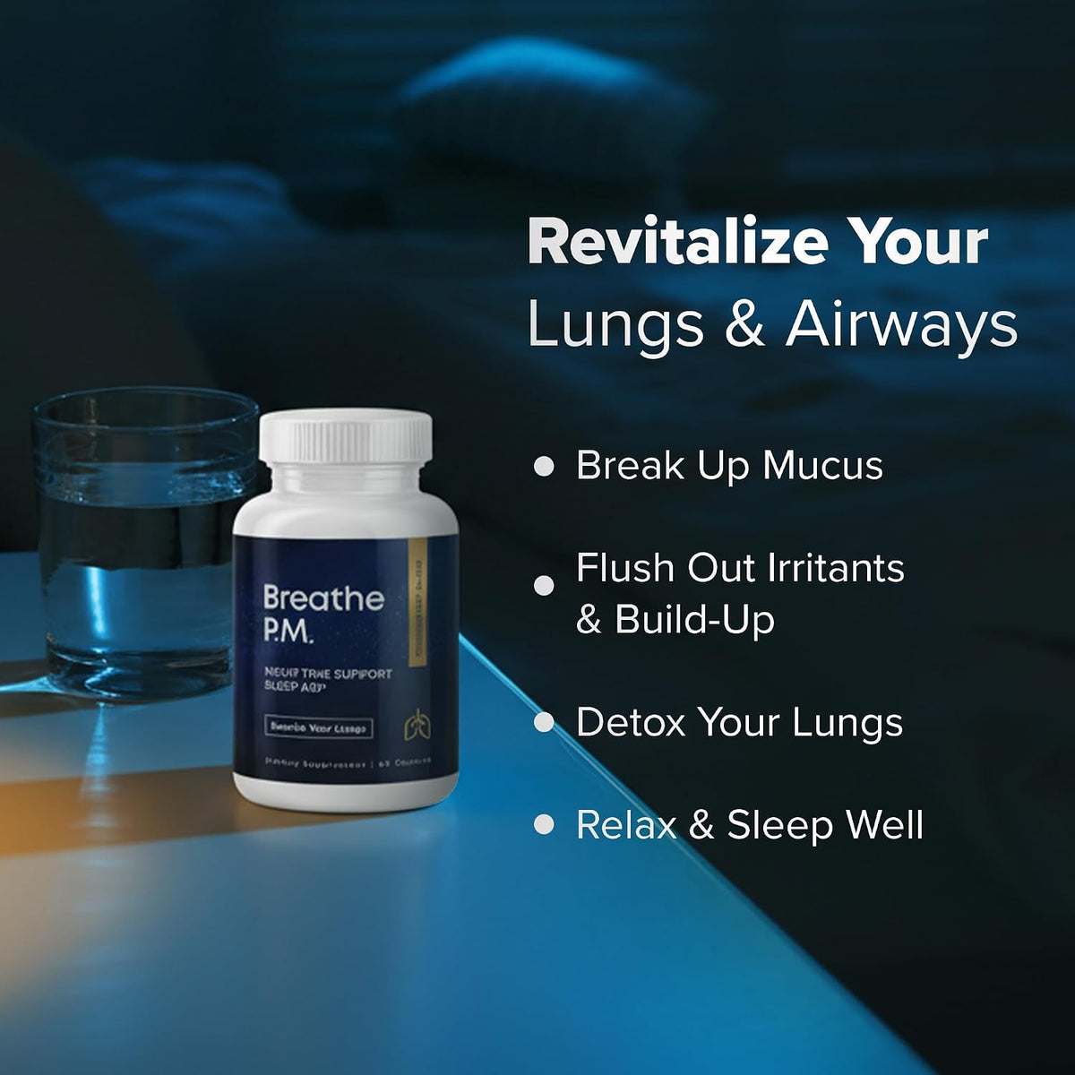 BREATHE PM Nighttime 6-in-1 Mullein Capsules for Lung Support (60 Capsules) - görsel 5