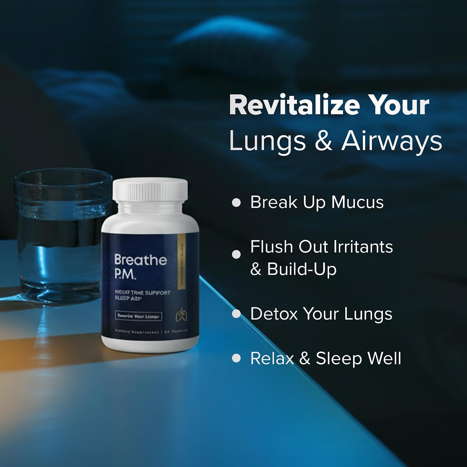 BREATHE PM Nighttime 6-in-1 Mullein Capsules for Lung Support (60 Capsules) - görsel 5