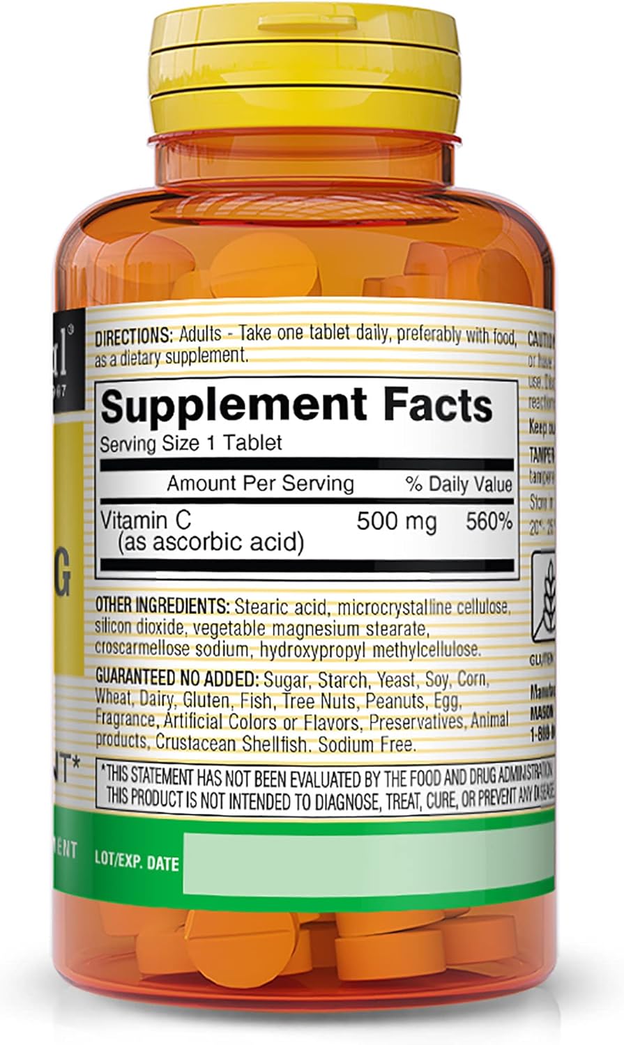 MASON NATURAL Vitamin C 500 mg, 100 Tablets - görsel 2