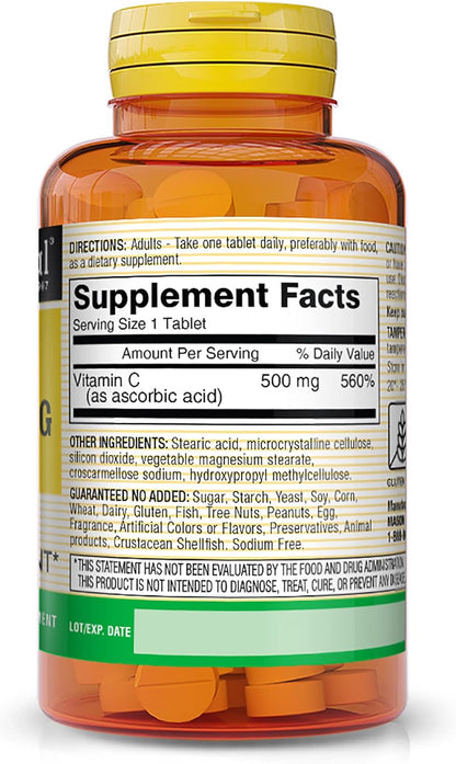 MASON NATURAL Vitamin C 500 mg, 100 Tablets