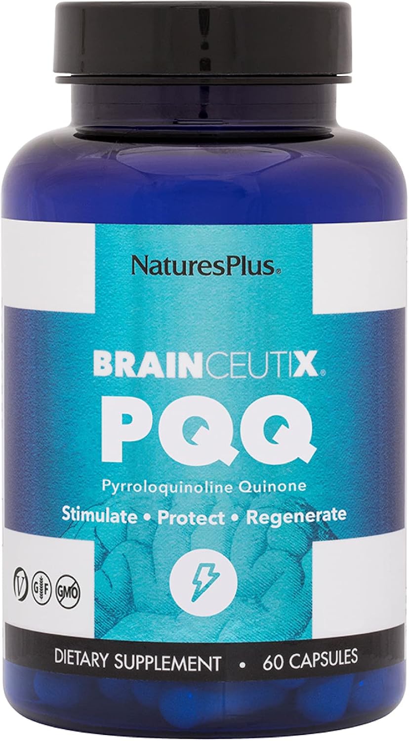 NaturesPlus Brainceutix PQQ – 60 Vegan Capsules – Pyrroloquinoline Quinone Supplement for Memory, Clarity & Brain Power - görsel 1
