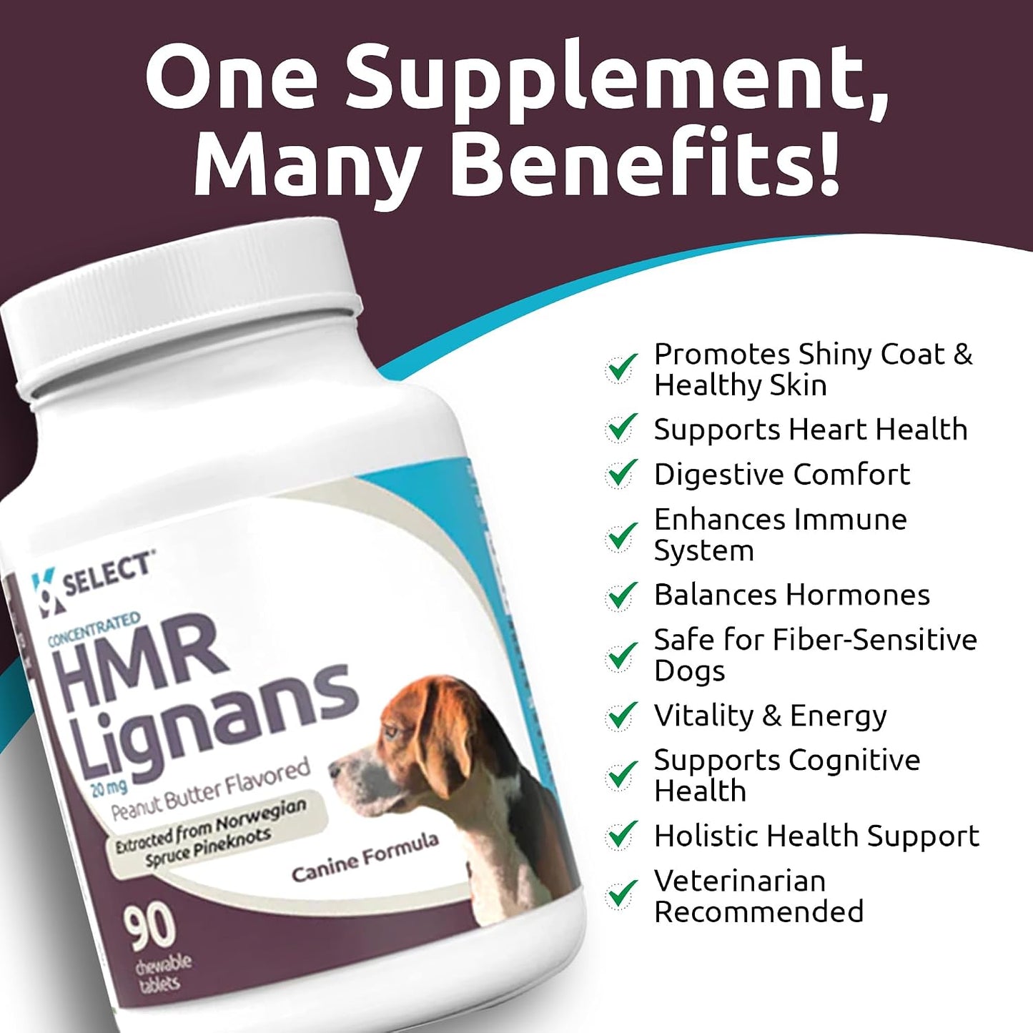 K9 Select HMR Lignans for Dogs – 20mg Norway Spruce Extract, 90 Tablets (Peanut Butter) - görsel 6