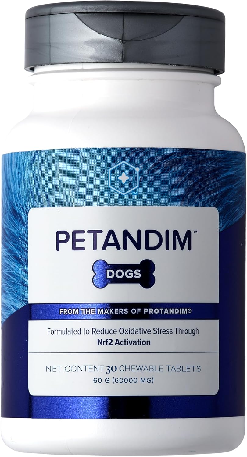 Petandim Dog Vitamins (30 Chewable Tablets) – Antioxidants, Joint Support, Skin and Coat Supplement, Omega-3 & Collagen, Chicken + Bacon Flavour - görsel 1