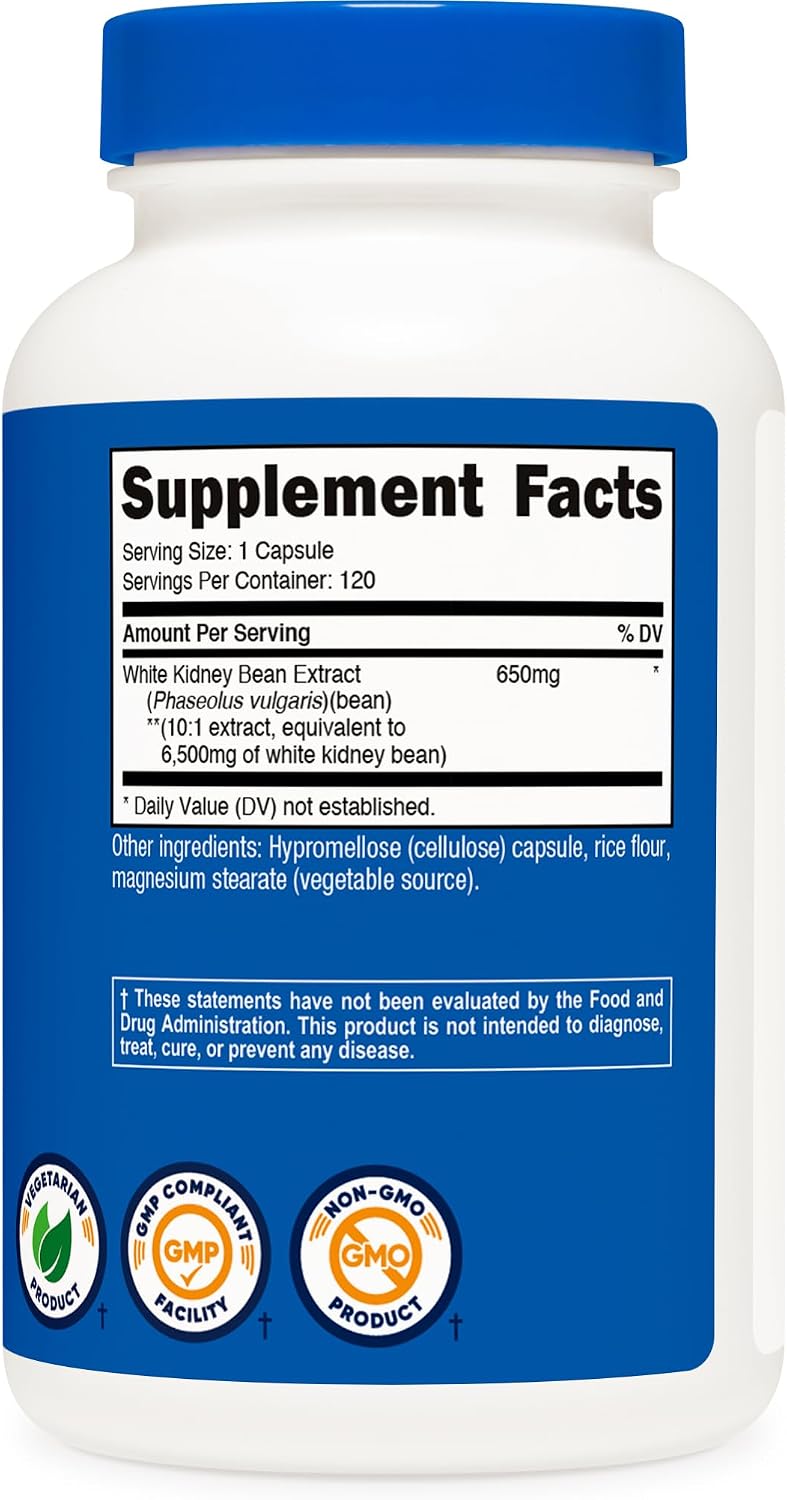 Nutricost White Kidney Bean Extract 120 Capsules - 650mg per Serving - görsel 5