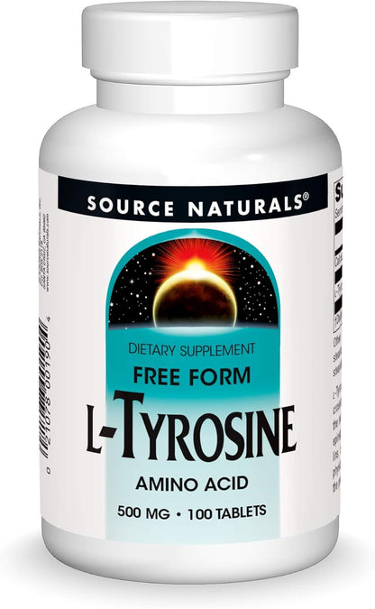 Source Naturals L-Tyrosine, Free Form Amino Acid Food Supplement, 100 Tablets