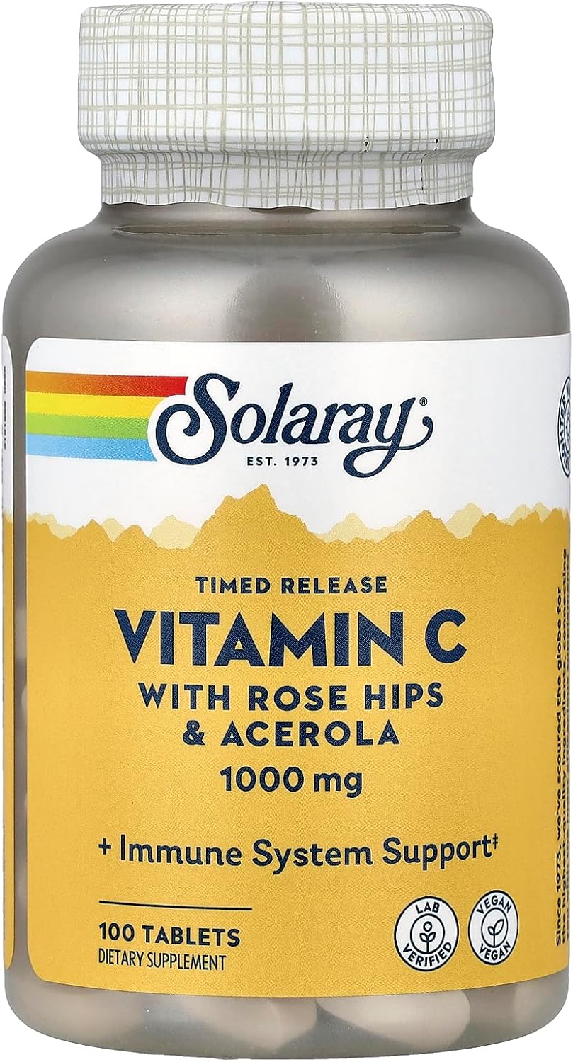 SOLARAY Vitamin C 1000mg Timed Release Tablets with Rose Hips and Acerola Bioflavonoids - görsel 1