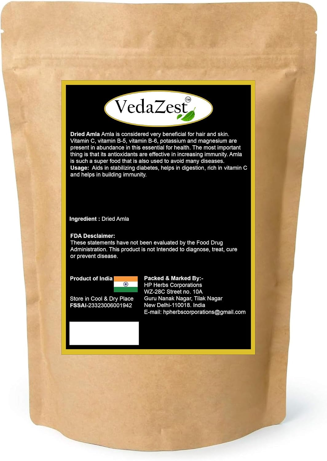 Vedazest Organics Dried Amla (Indian Gooseberry) 100g for Tea, Smoothies and Hair Care - görsel 3