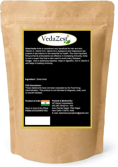 Vedazest Organics Dried Amla (Indian Gooseberry) 100g for Tea, Smoothies and Hair Care