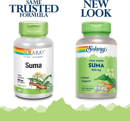 SOLARAY Suma Root 500mg - Traditional Herb for Stress & Immune Support - Non-GM & Vegan - 100 VegCaps