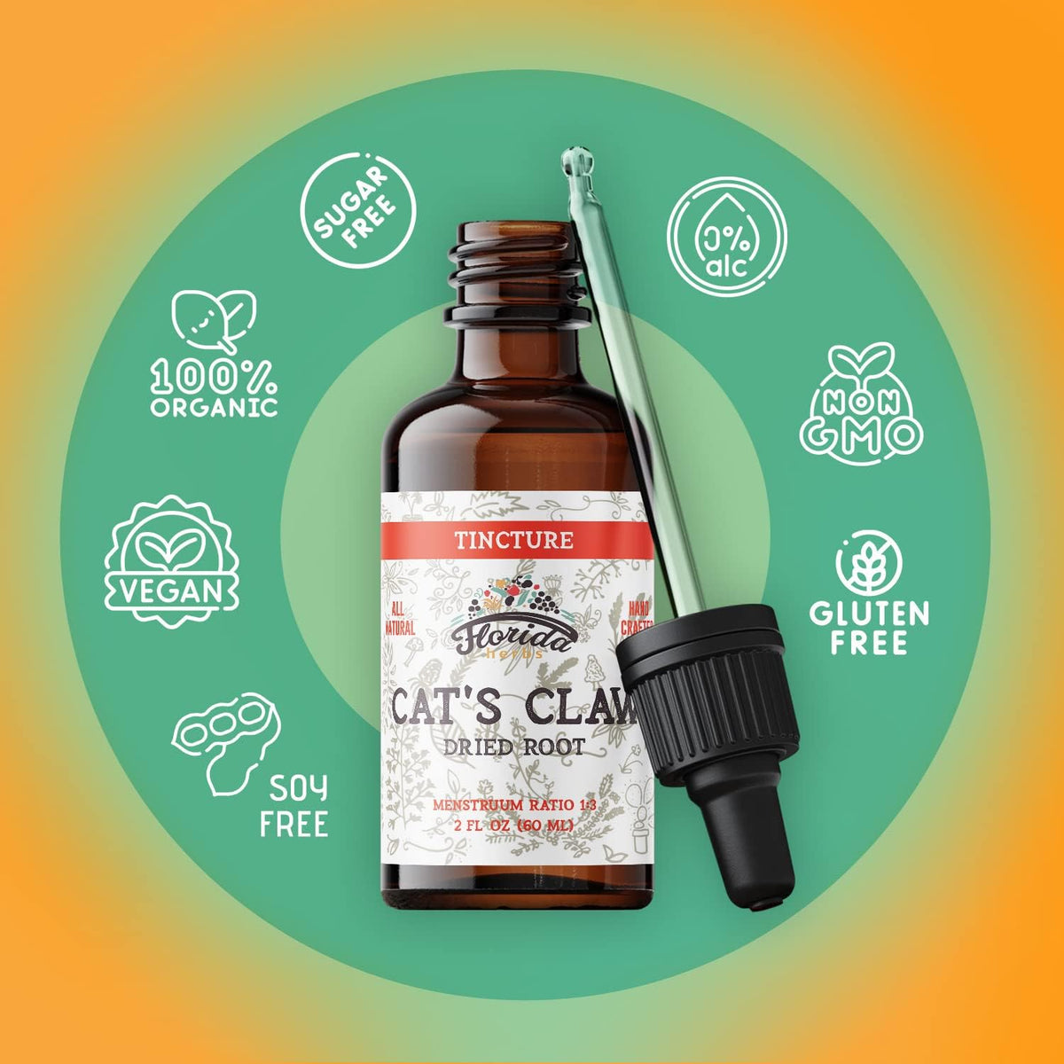 Cat's Claw Tincture, Alcohol-Free Organic Supplement, 60 ml - görsel 4