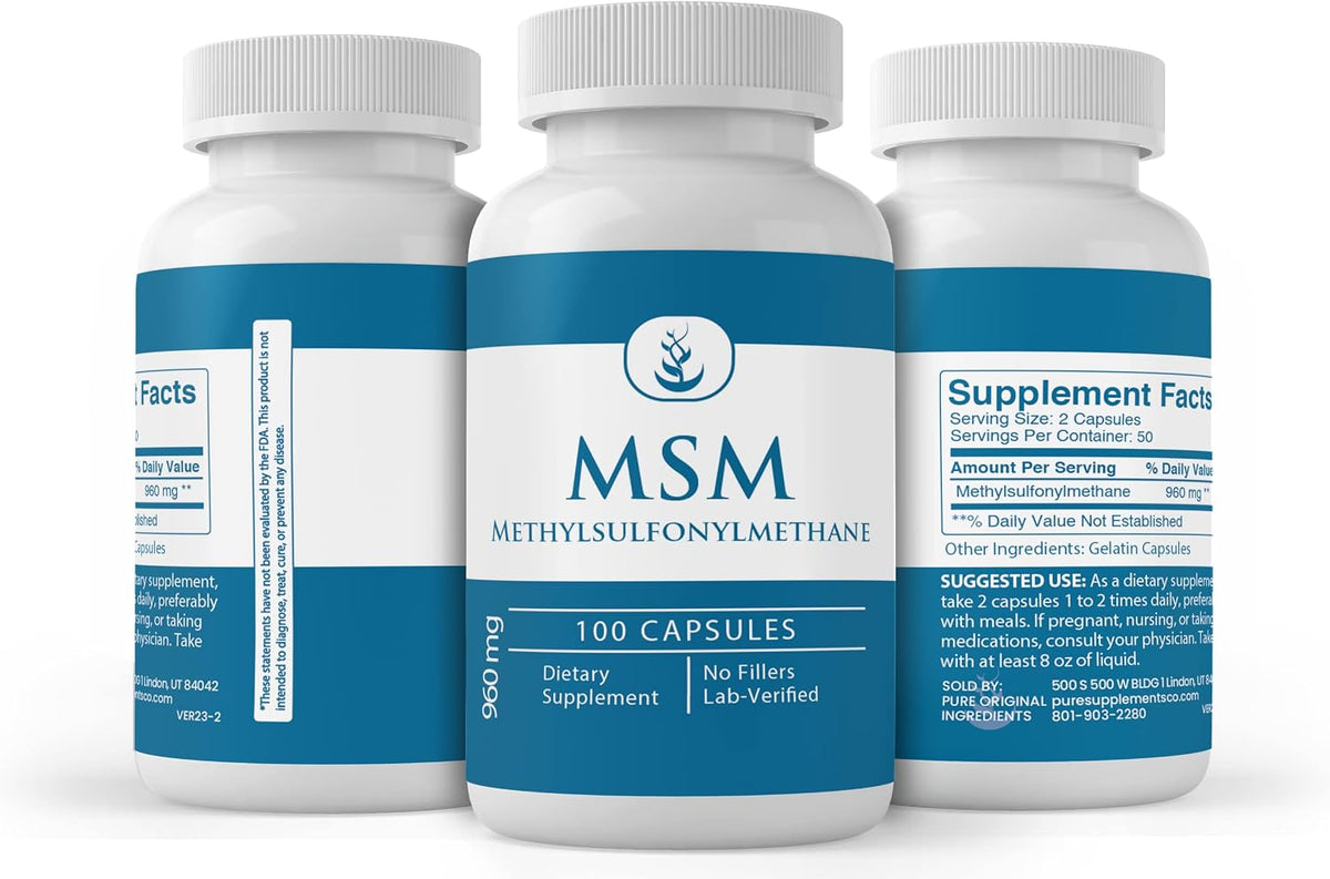 Pure Original Ingredients MSM, 100 Capsules - Pure, No Additives - görsel 4
