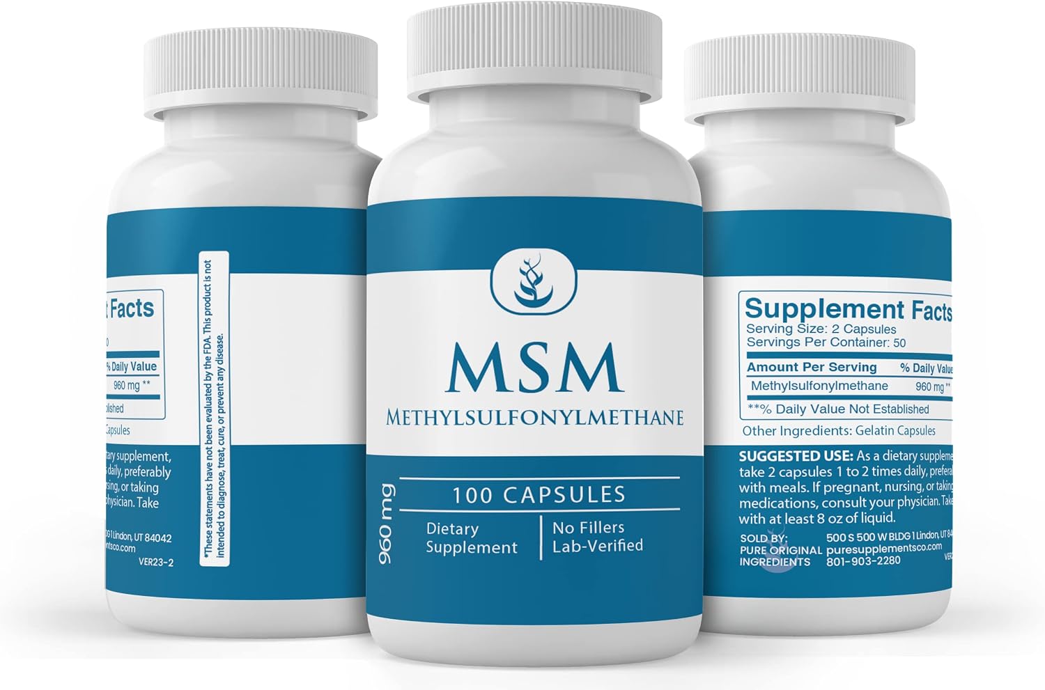 Pure Original Ingredients MSM, 100 Capsules - Pure, No Additives - görsel 4