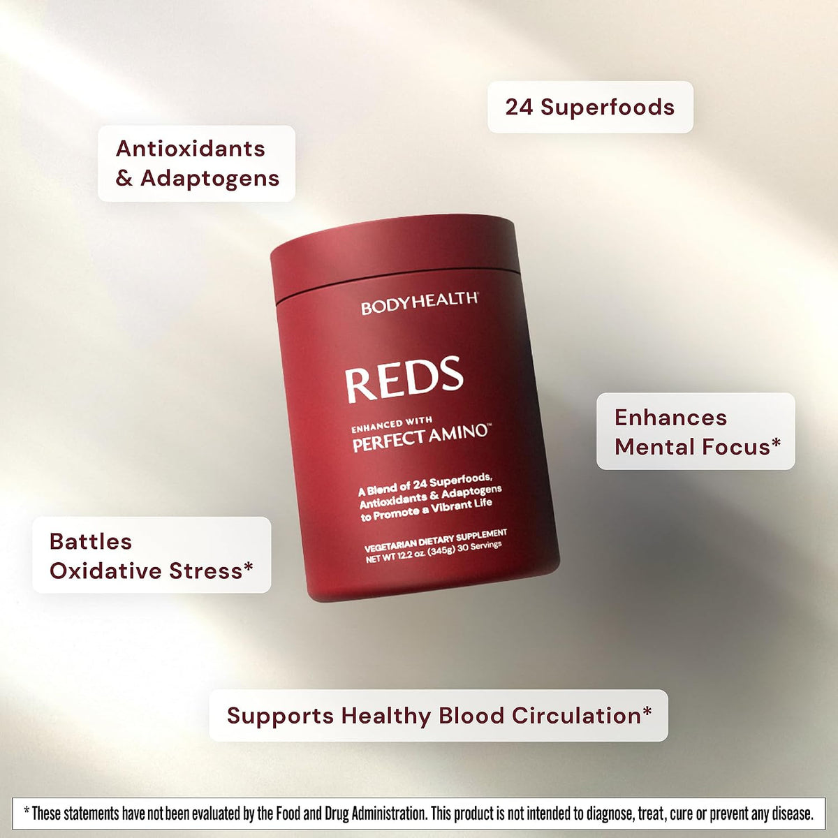 BodyHealth Reds Enhanced with PerfectAmino – Daily Superfood Smoothie Powder, 30 Servings - görsel 3