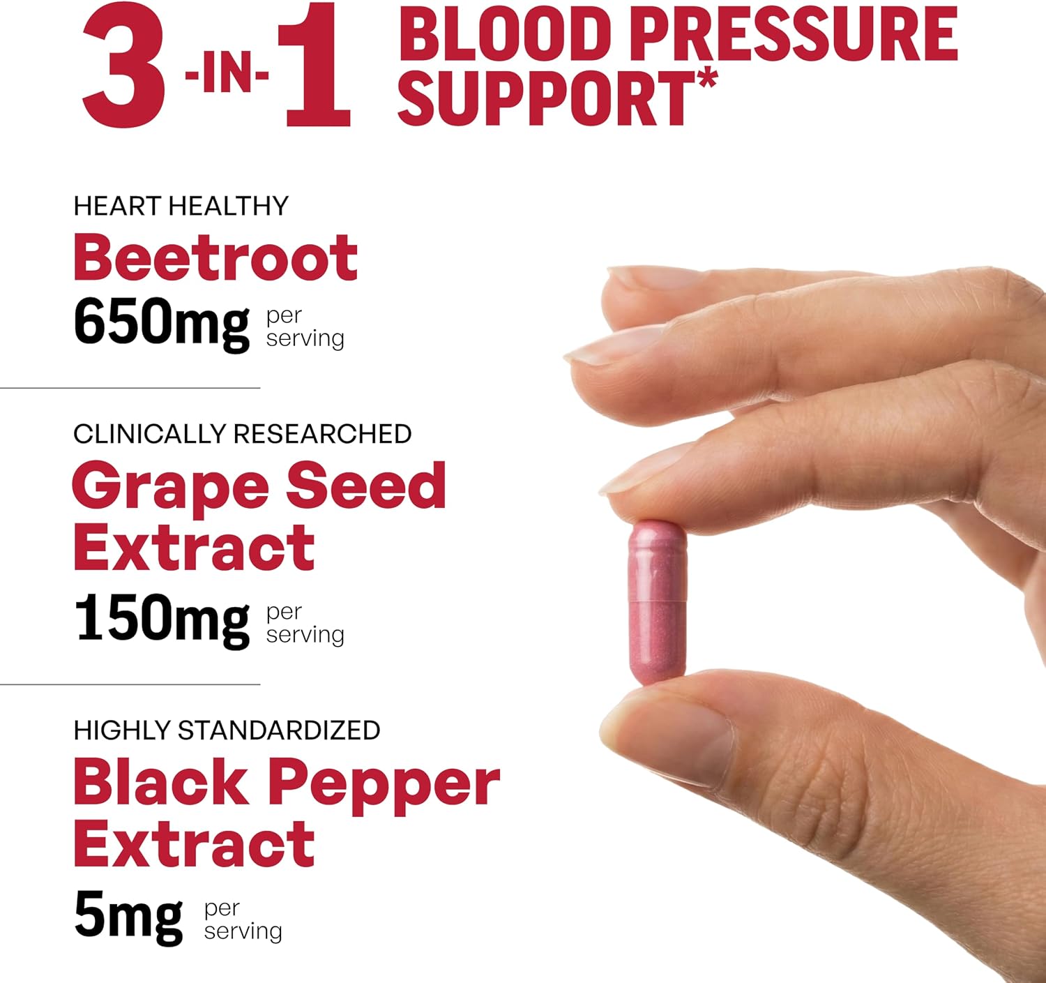 Sandhu's Beetroot Capsules 1200mg with BioPerine and Grape Seed Extract – 60 Capsules - görsel 5