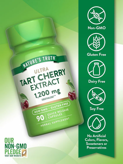 Nature's Truth Ultra Tart Cherry 1200 mg Food Supplement Quick Release Capsules - 90 ct, Pack of 2