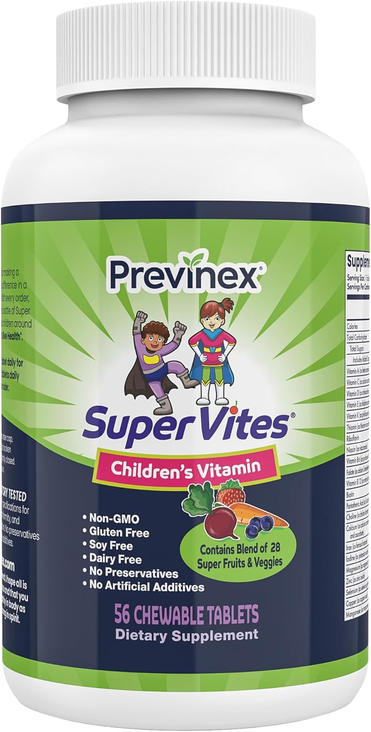 Super Vites® – Multivitamin for Kids, Chewable Tablets, Gluten-free, Soya Free, Dairy-free & Preservative Free with 28 Organic Super Fruits & Veggies, 4-Week Supply - görsel 1