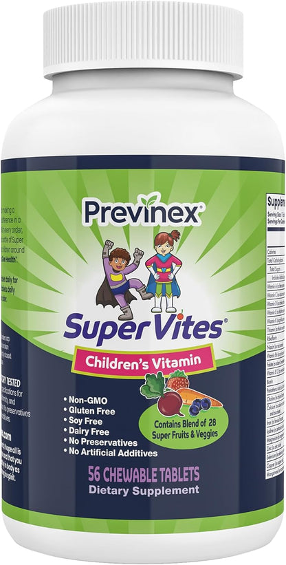 Super Vites® – Multivitamin for Kids, Chewable Tablets, Gluten-free, Soya Free, Dairy-free & Preservative Free with 28 Organic Super Fruits & Veggies, 4-Week Supply
