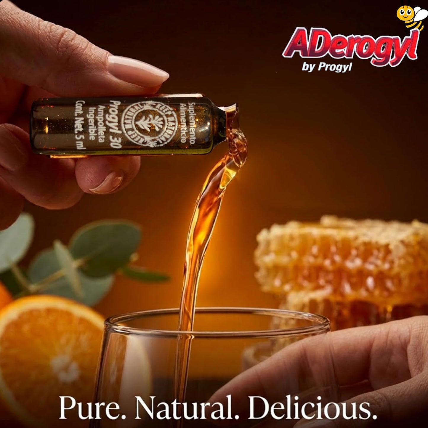 Aderogyl Oral Liquid Vitamins with A, C, D, E, Zinc, Propolis, Honey & Botanical Extracts - Immune Support - 5 Ampoules - görsel 7