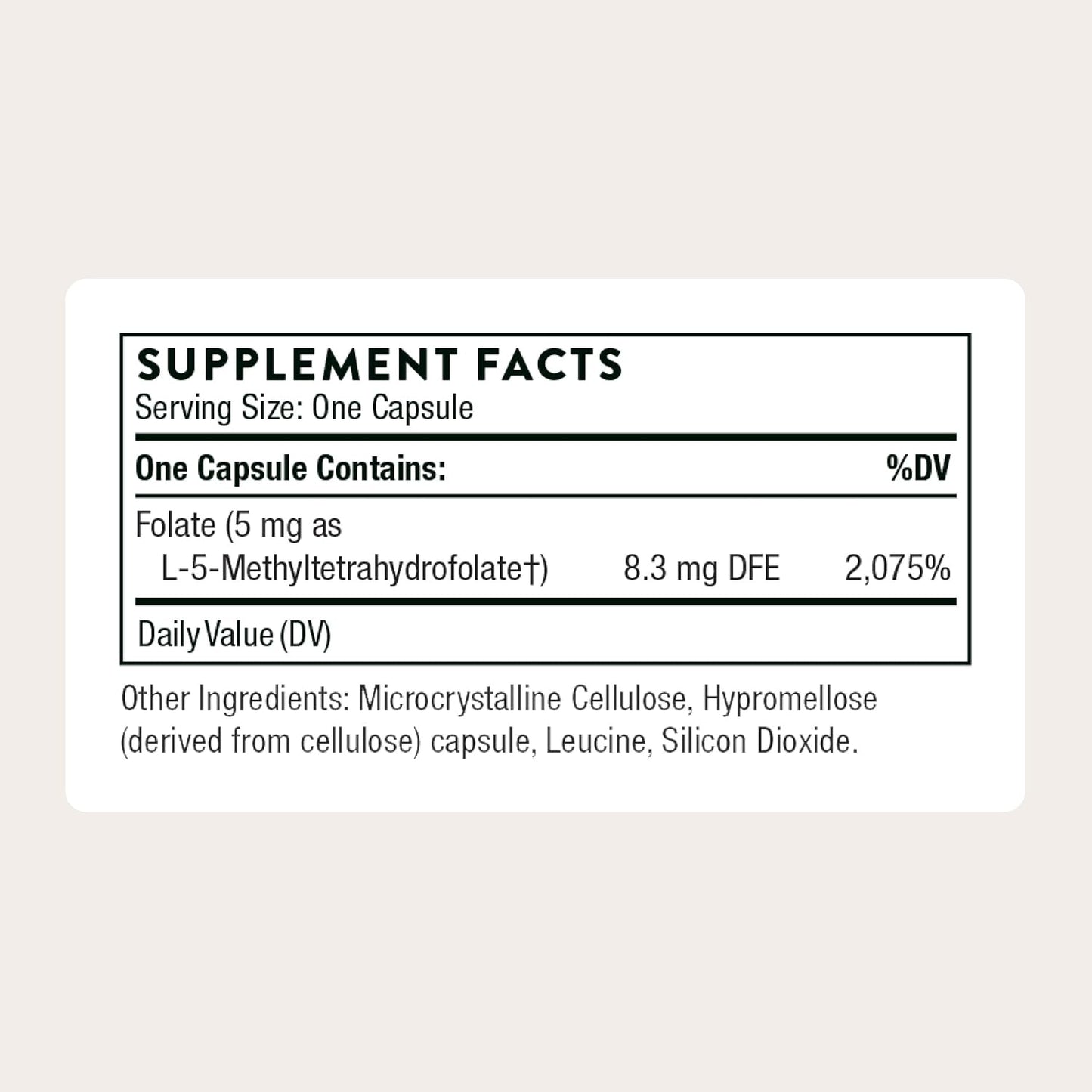 Thorne 5-MTHF - Methylfolate (Active B9 Folate) - 5 mg, 60 Capsules - görsel 2