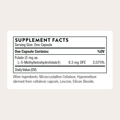 Thorne 5-MTHF - Methylfolate (Active B9 Folate) - 5 mg, 60 Capsules
