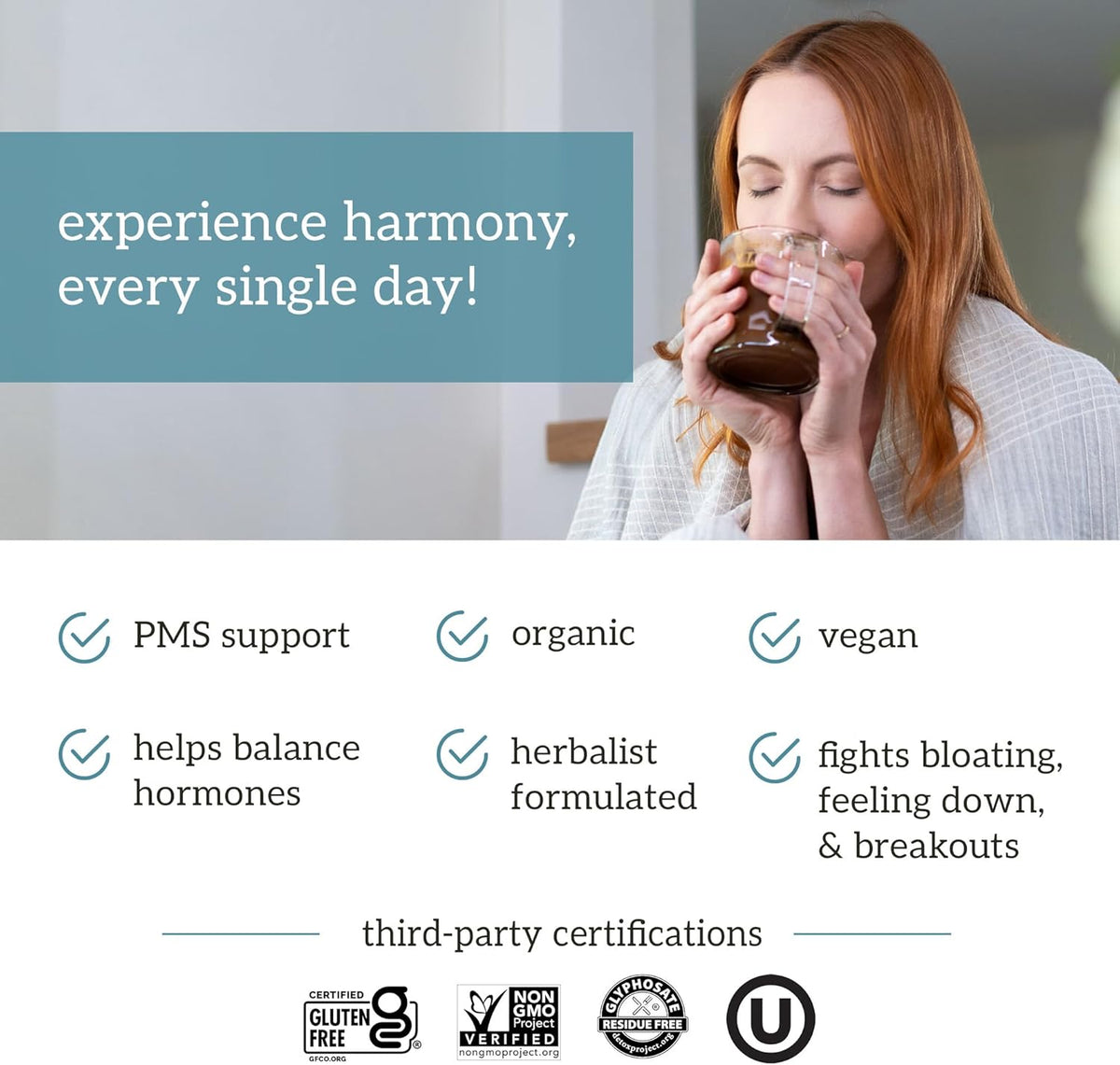 Organifi Harmony - Hormone Support for Women with Organic Cacao Superfood Powder, 30 Servings - görsel 5