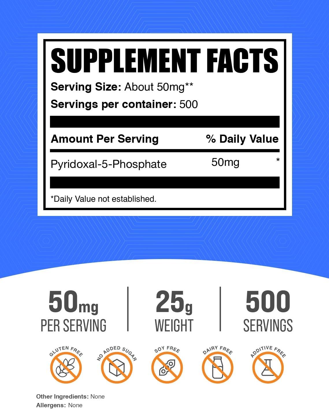 Pyridoxal 5 Phosphate (P-5-P) Powder – Vitamin B6 Supplement, 50 mg, 25 g - görsel 2