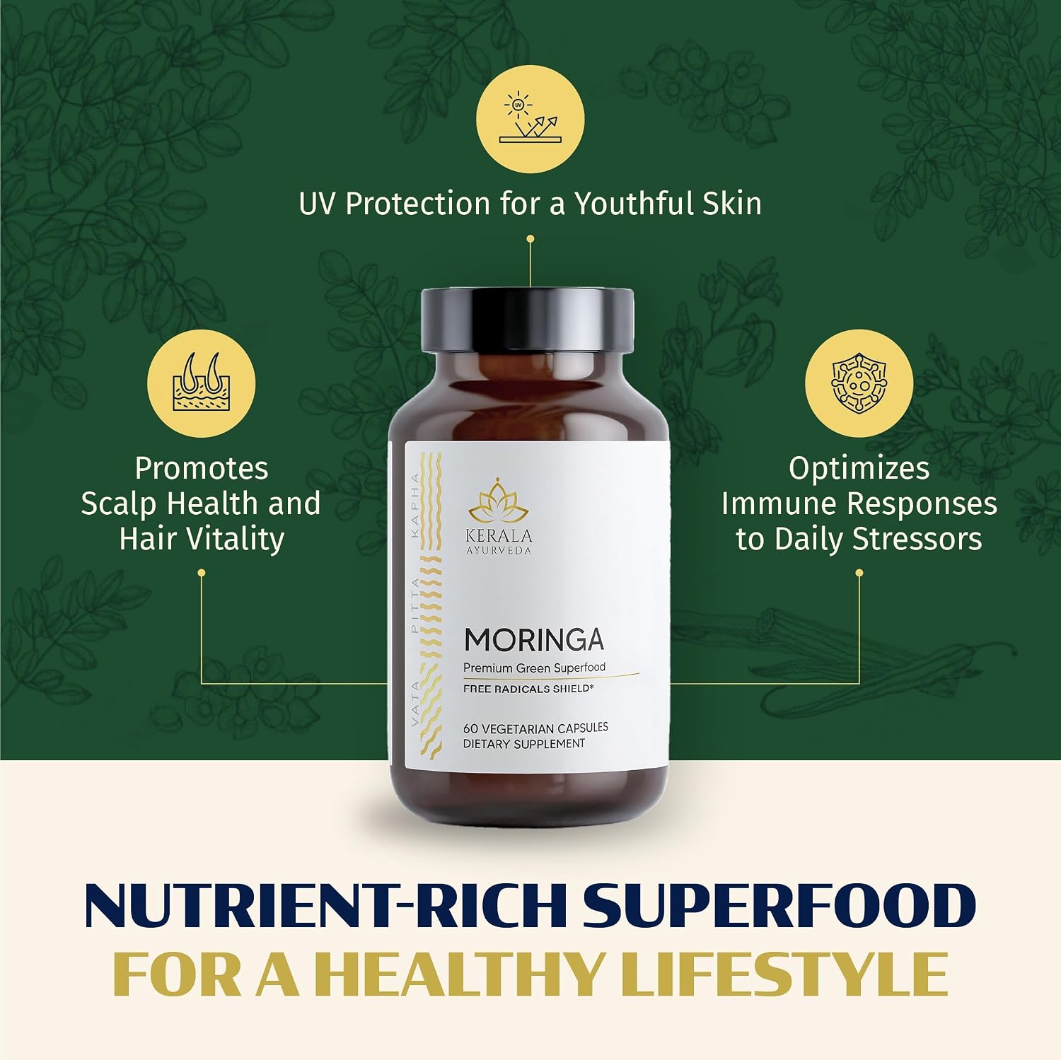 Kerala Ayurveda Moringa 450 mg Leaf Extract – 60 Vegan Capsules - görsel 6