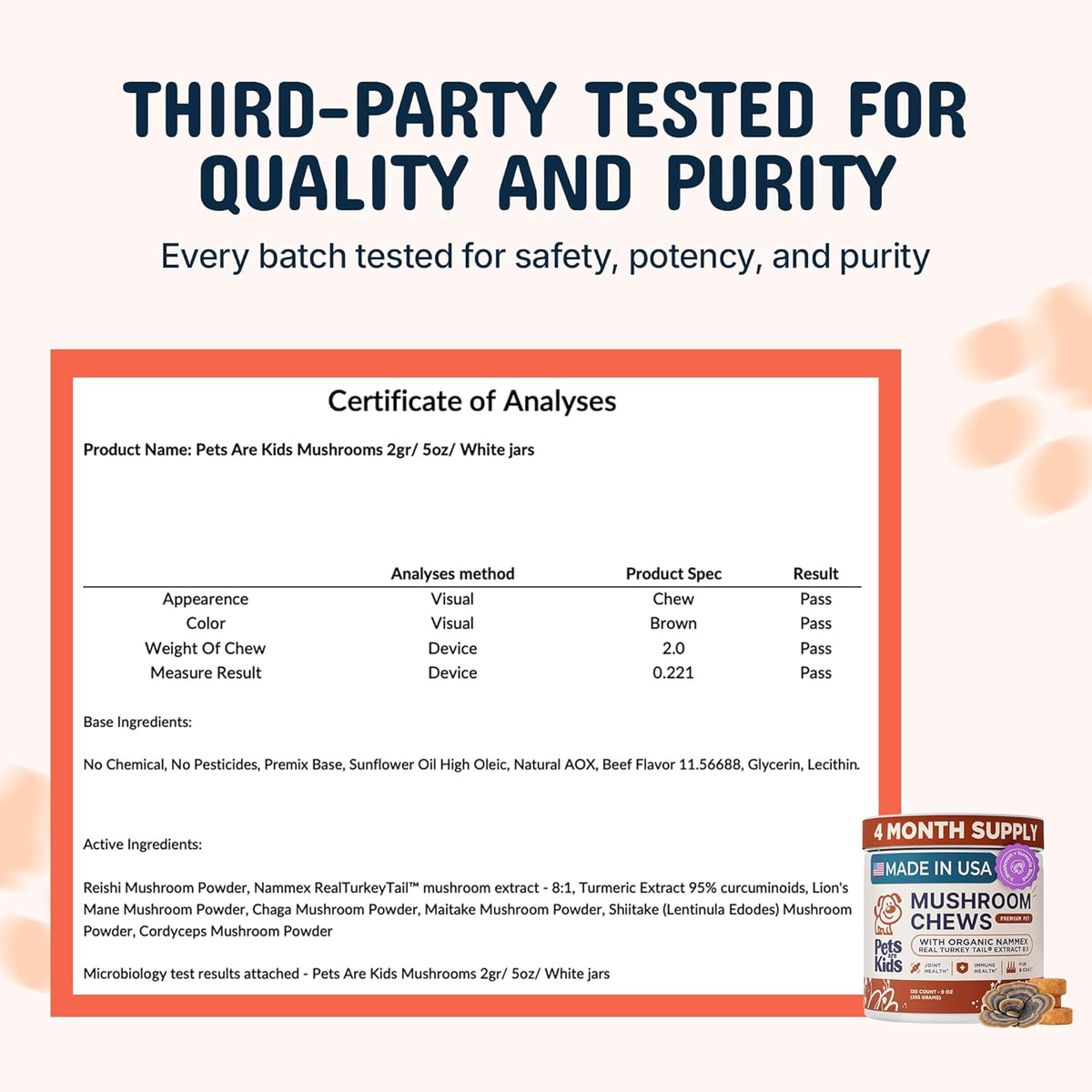 Turkey Tail Mushroom Chews for Dogs with Organic Real Turkey Tail™ – 8:1 Extract Blend (120 Chews) - görsel 8