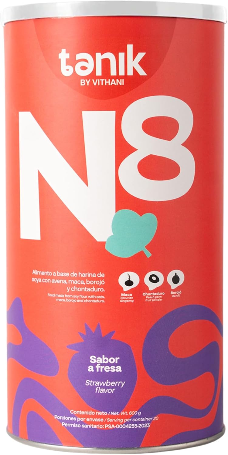 Vithani N8 - Multivitamin Powder with Maca, Borojo, Peach-Palm Fruit, Zinc, Calcium, Omega-3, Omega-6 & Vitamins, Strawberry Flavour, 20 Servings - görsel 1