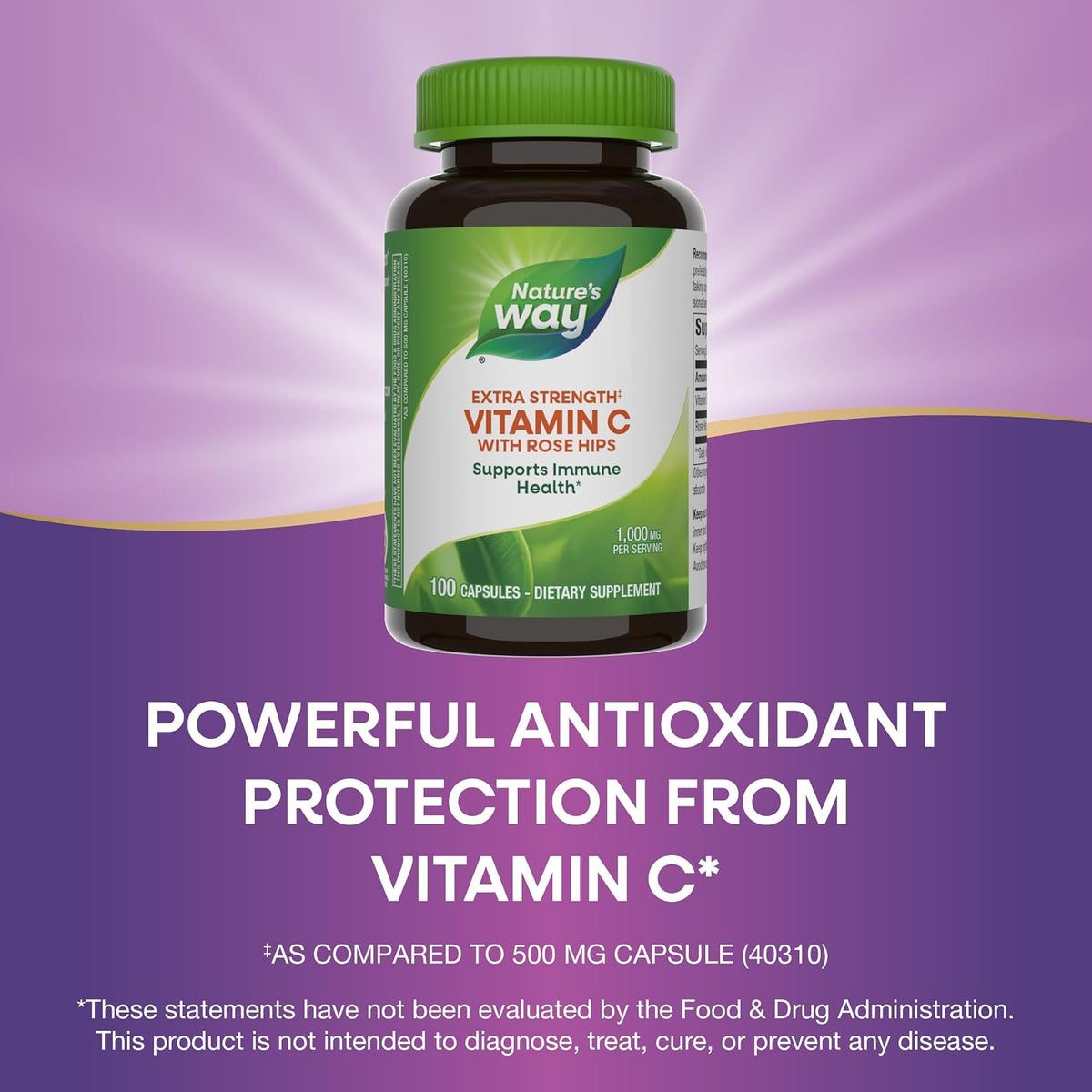 Nature's Way Vitamin C 1000 mg with Rose Hips, 1000 mg per Serving, 100 Capsules, Pack of 2 - görsel 5