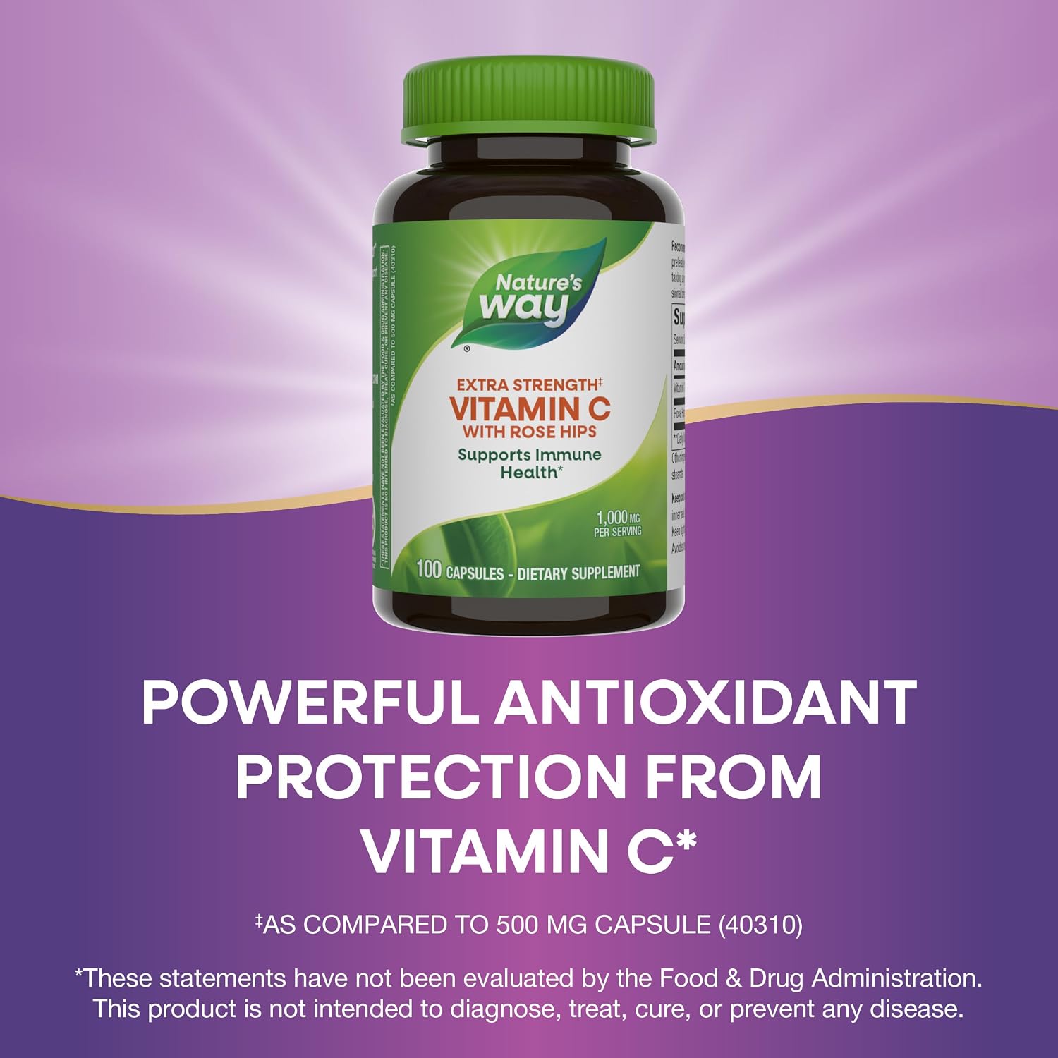 Nature's Way Vitamin C 1000 mg with Rose Hips, 1000 mg per Serving, 100 Capsules, Pack of 2 - görsel 5