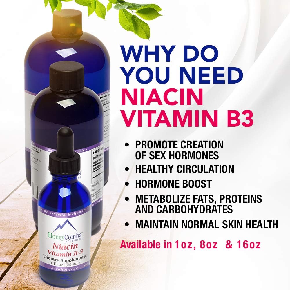 Vitamin B3 Niacin 80mg Liquid Drops – HoneyCombs – Alcohol-Free, Non-GMO, Vegan – 30 ml - görsel 3