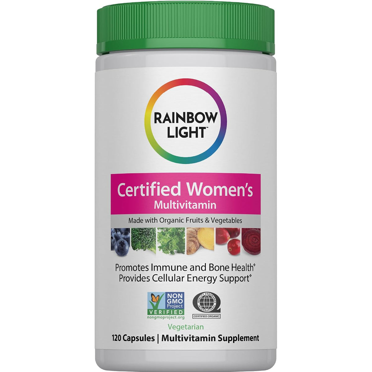 Rainbow Light Women's Multivitamin - 120 Capsules - with Organic Fruits and Vegetables - Vegetarian, Non-GMO - görsel 1