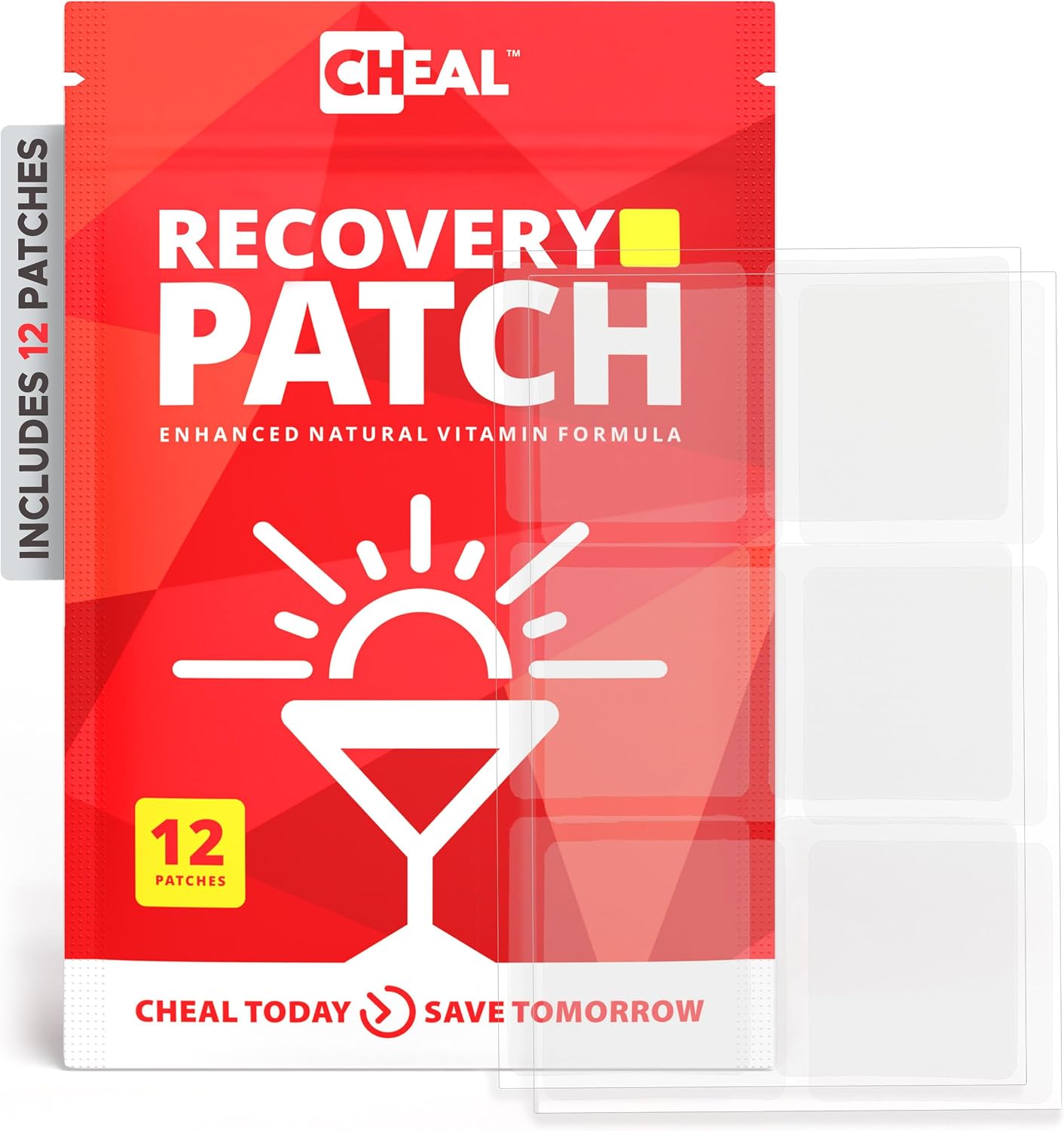 CHEAL Party Recovery Patches - 12 Pack - B Complex Formula for Better Mornings - 100% Natural, Transparent & Waterproof - görsel 1