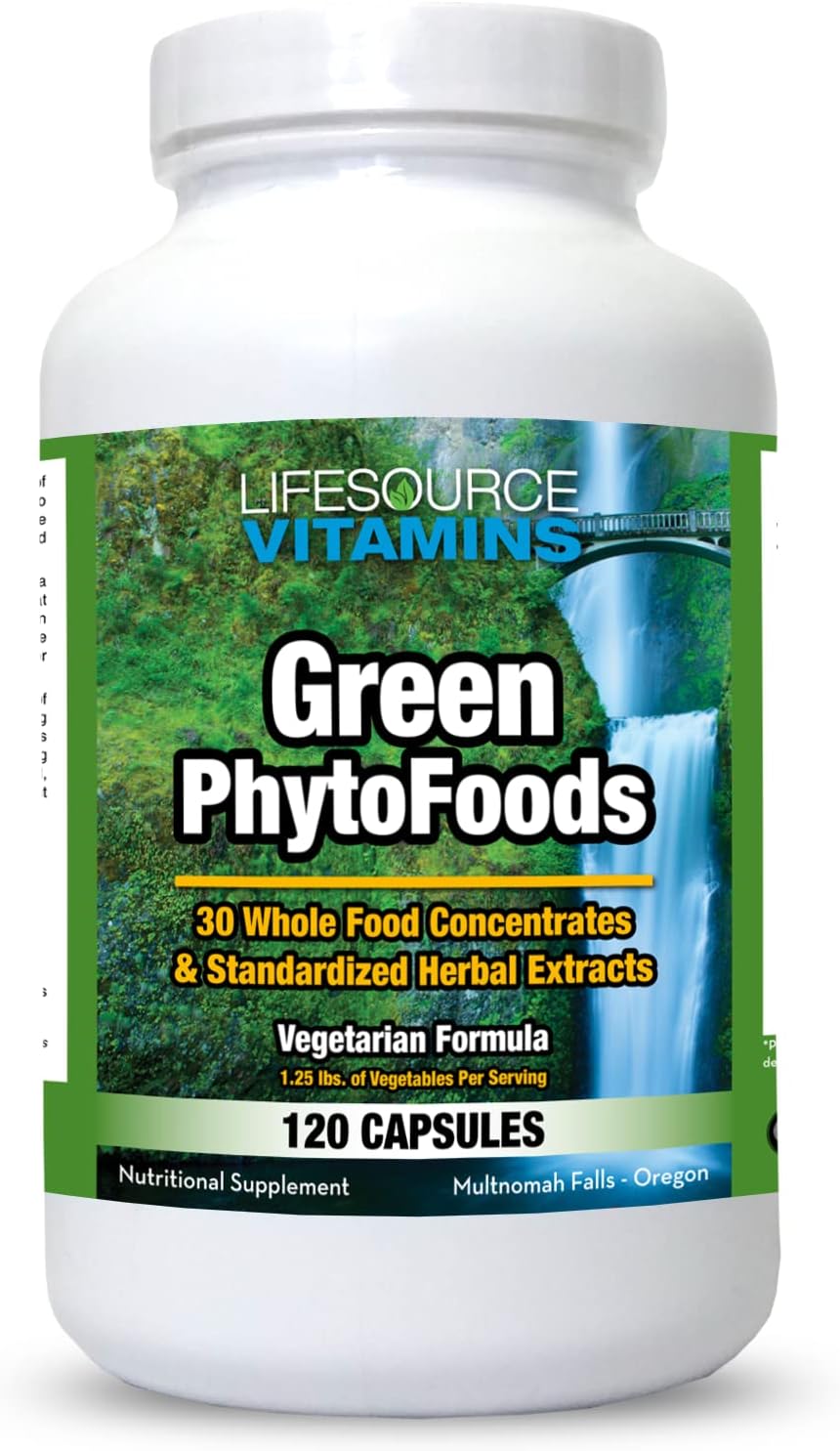 LifeSource Vitamins Phyto Green Mega-Food Caps - 31 Whole Foods & 38 Nutrients - Super Greens Supplement - görsel 4