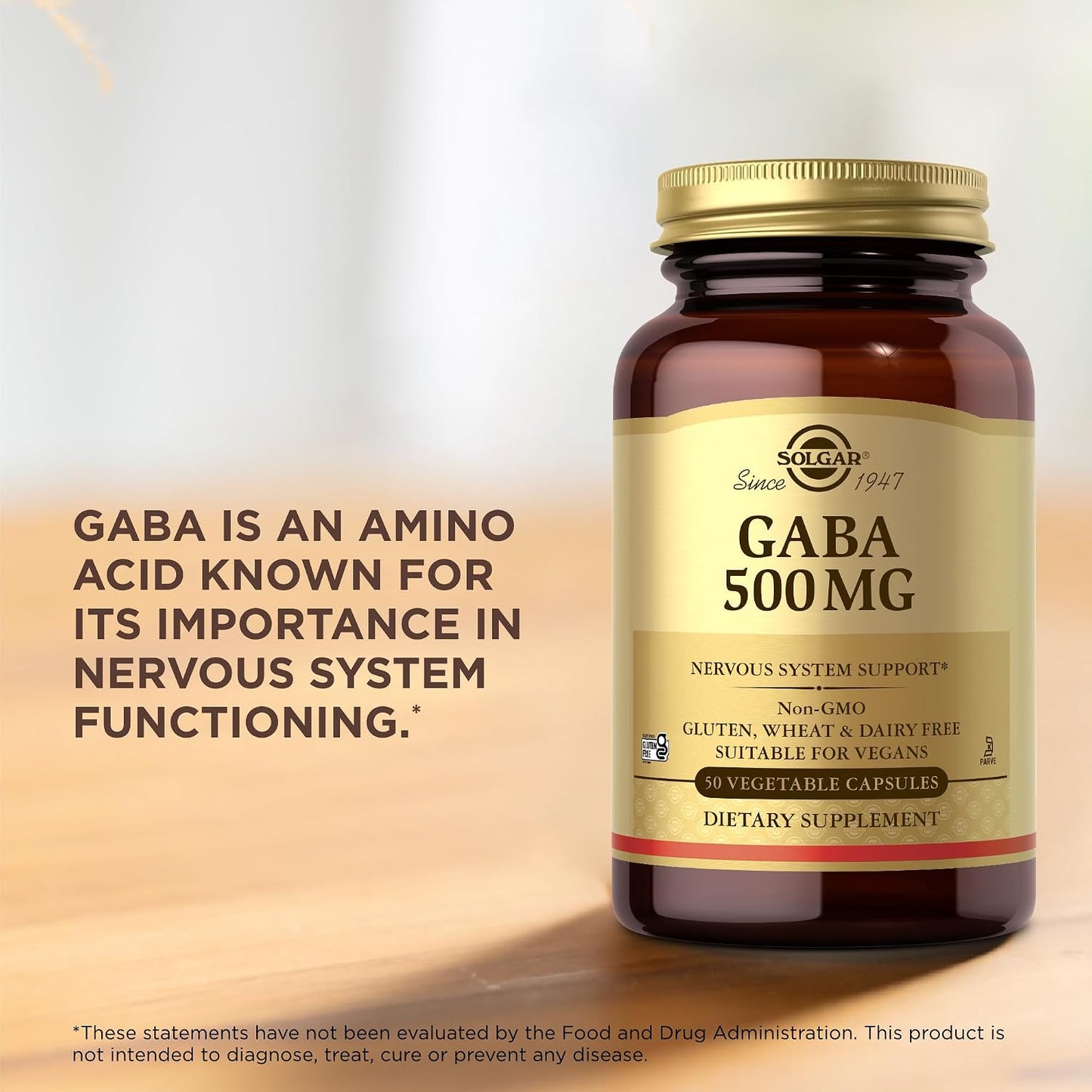 Solgar GABA 500 mg, 50 Vegetable Capsules - Relaxation & Nervous System Support - görsel 5