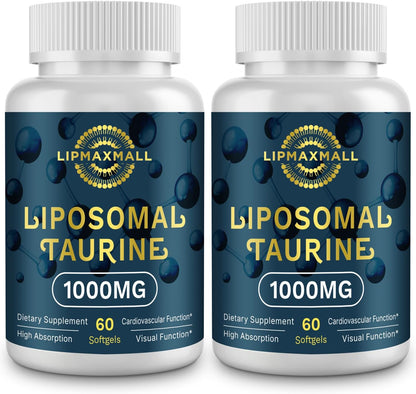 lipmaxmall Liposomal Taurine 1000mg - 2 Pack (60 Softgels)