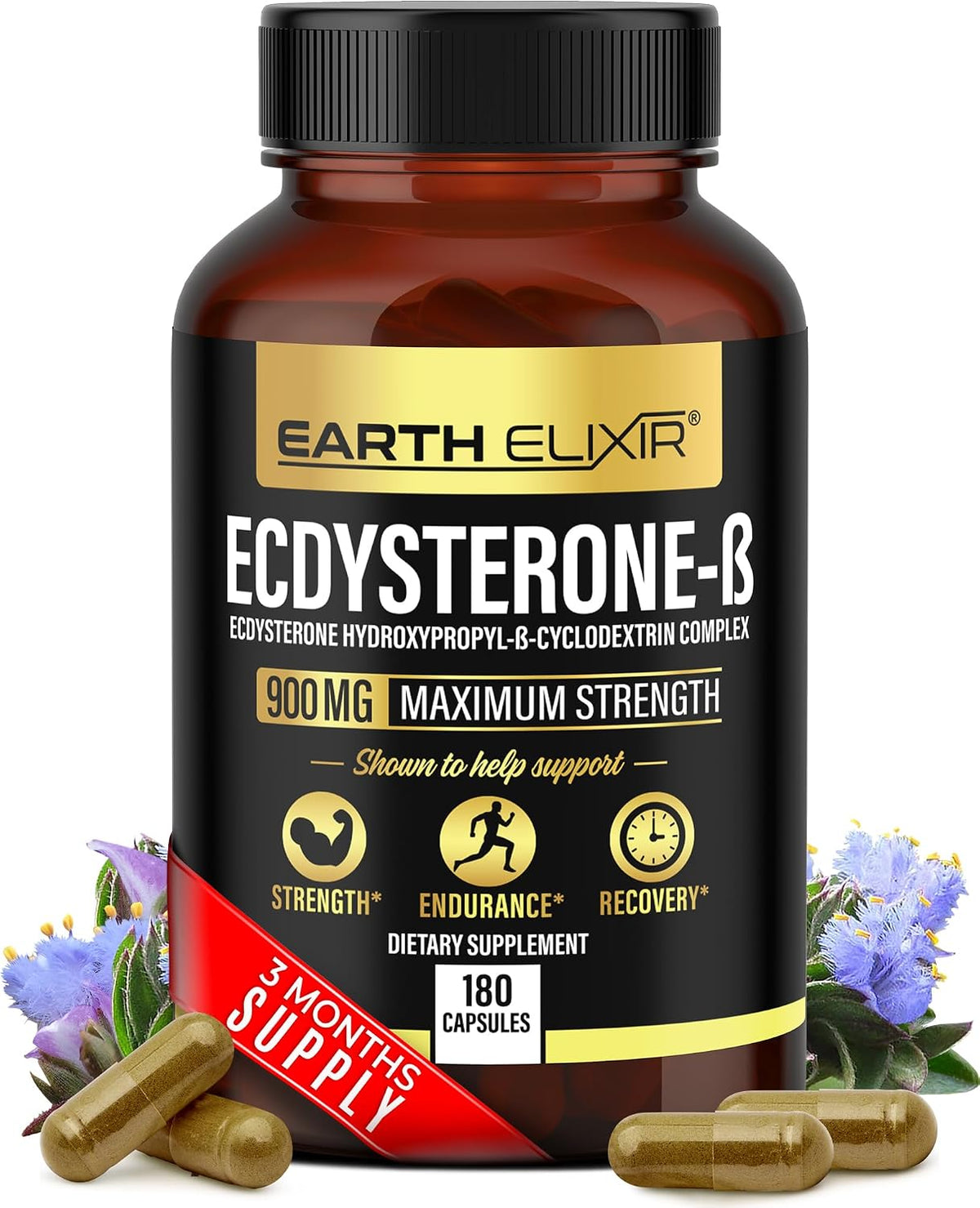 Earth Elixir Ecdysterone 900mg – 180 Capsules – Muscle Building Supplement with 95% Beta Ecdysterone - görsel 1