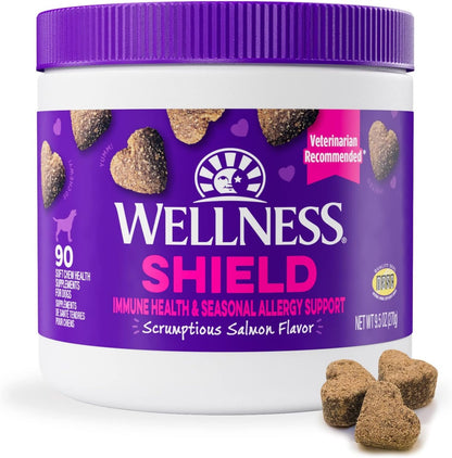 Wellness Salmon Flavoured Soft Chew Immune & Allergy Supplements for Dogs, 45 Chews