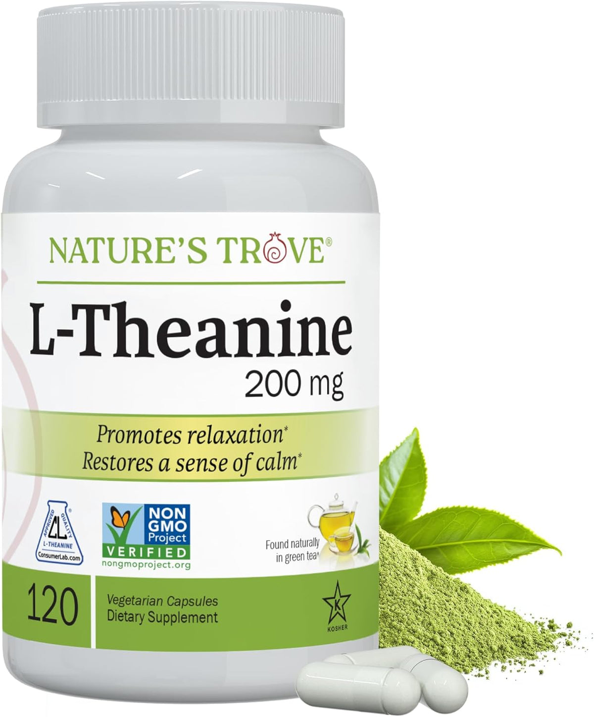 Nature's Trove L-Theanine 200mg - 365 Vegetarian Capsules (Super Value Size) - görsel 9