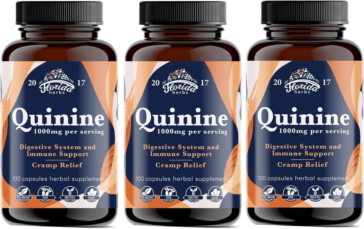 Leg Cramp Support – Organic Quinine Capsules from Cinchona Bark – 1000 mg – 330 Capsules - görsel 1