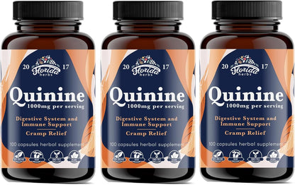 Leg Cramp Support – Organic Quinine Capsules from Cinchona Bark – 1000 mg – 330 Capsules
