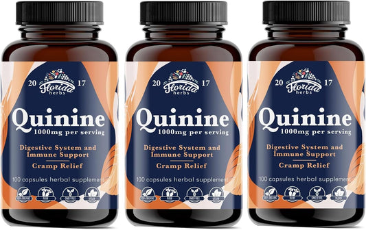 Leg Cramp Support – Organic Quinine Capsules from Cinchona Bark – 1000 mg – 330 Capsules